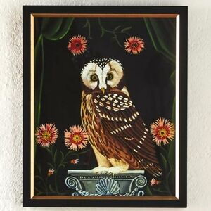 Anthropologie Owl Guardian Framed Wall Art